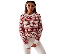 Women's Christmas Jumpers, Christmas Sweaters for Women, Unisex Knitted Crew Neck Long Sleeve Reindeer Rudolf Xmas Knitted Jumpers Xmas Jumpers Christmas Jumpers Ladies Christmas Tops