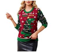 Women's Christmas Jumpers, Christmas Sweaters for Women, Unisex Knitted Crew Neck Long Sleeve Reindeer Rudolf Xmas Winter Jumpers Ladies Xmas Jumpers Plus Size Jumpers Pullover Tops Knitwear