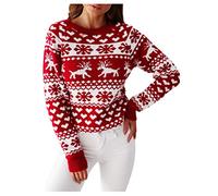 Women's Christmas Jumpers, Christmas Sweaters for Women, Unisex Knitted Crew Neck Long Sleeve Reindeer Rudolf Xmas Winter Jumpers Ladies Xmas Jumpers Plus Size Jumpers Casual Tops Xmas Knitwear