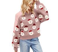 Womens Christmas Jumpers, Christmas Sweaters for Women, Unisex Knitted Crew Neck Long Sleeve Reindeer Rudolf Xmas Knitted Jumpers Ladies Xmas Jumpers Ugly Christmas Jumpers Pullover Sweatshirt