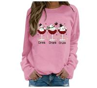 Womens Christmas Jumpers Christmas Tops Funny Christmas Drink Drank Drunk Snowmen Casual Top Long Sleeve Sweatshirt Pullover Casual Sweatshirt Blouse Round Neck Loose Tunic Top Christmas Gifts
