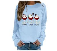 Womens Christmas Jumpers Christmas Tops Funny Christmas Drink Drank Drunk Snowmen Casual Top Long Sleeve Sweatshirt Pullover Casual Sweatshirt Blouse Round Neck Loose Tunic Top Christmas Gifts
