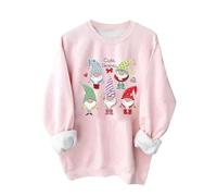 Womens Christmas Jumpers Fleece Sweatshirt Fashion Graphic Santa Xmas Pullover Dressy Long Sleeve Crew Neck Cute Tops Comfy Warm Baggy Holiday Lounge Blouse