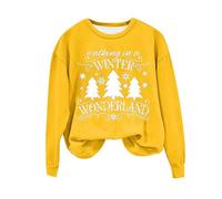 Womens Christmas Jumpers Walking In A Winter Wonderland Womens Pullover Long Sleeve Women Xmas Sweatshirt Ladies Tunic Tops Oversized Sweatshirt Womens Women's Blouses Tee Shirts for Women Uk