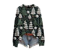 Womens Christmas Knitted Sweaters UK Ugly Xmas Santa Claus Tree Graphic Jumper Funny Cute Snowman Prined Jumpers Warm Chunky Winter Oversized Novelty Pullover,Plus Size Womens Christmas Jumpers