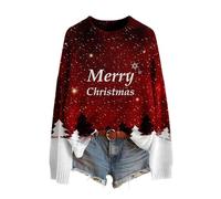 Womens Christmas Knitted Sweaters UK Ugly Xmas Santa Claus Tree Graphic Jumper Funny Cute Snowman Prined Merry Jumpers Warm Chunky Winter Crew Neck Tunic Sweaters Oversized Novelty Pullover