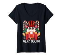 Womens Christmas Nutcracker Whats The Cracking Funny Xmas Costume V-Neck T-Shirt