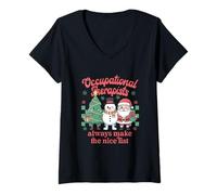 Womens Christmas Occupational Therapists Always Make The Nice List V-Neck T-Shirt