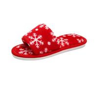 Women's Christmas Open Toe Slippers Flat Bottom Warm Indoor Non Slip Home Footwear for Comfort and Style (Red, 39)