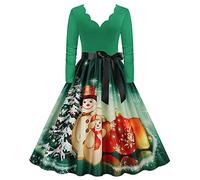 Women's Christmas Party Dress, Ugly Christmas Dress, Cocktail Swing Dress Retro Long Sleeve Dress Flare Vintage Hepburn Dresses Christmas Outfits Costumes