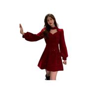 Women's Christmas Party red Gold Velvet Mini Dress Fall and Winter New Velvet Design Sense of Temperament Small Black Dress