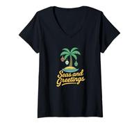Womens Christmas Pirate Saying Cruise Vacation Beach Lover V-Neck T-Shirt