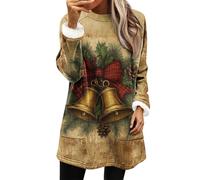 Womens Christmas Plaid Sweatshirts Fleece Lined Jumper Ugly Santa Claus Pullover Xmas Tree Snowman Sweater 3D Print Tops Long Sleeve Sweatshirt Plain Oversized Jumpers Warm Blouse Holiday Sweatshirt