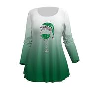 Women's Christmas Plus Size Long Sleeve Christmas Snowflake Pinting T-Shirts Loose Casual Tunic with Crew Neck Soft Blouse Tops Space Girl Costume, a, 3XL