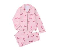 Womens Christmas Print Pajama Set, Womens Lapel Collar Button Pajama Christmas, Festive And Soft Sleepwear Lightweight And Casual Nightwear Fashion Colorful Sleepwear Comfy Long Sleeve Nightwear