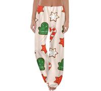 Womens Christmas Pyjama Bottoms Elastic Waist Xmas Print Casual Trousers Cozy Breathable Cute Sleepwear Holiday Party Funny Nightwear