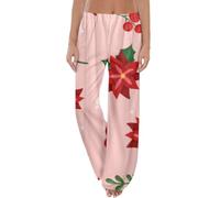 Womens Christmas Pyjama Bottoms Elastic Waist Xmas Print Casual Trousers Cozy Breathable Cute Sleepwear Holiday Party Funny Nightwear