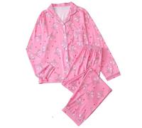 Womens Christmas Pyjamas Set - Leopard Print Pajama Set Long Sleeve Top with Bow Detail and Comfortable Pants for Holiday Season Homewear Lounging Outfit (L)