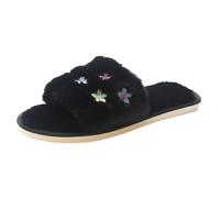 Women's Christmas Santa Slippers Soft Plush Open Toe Cosy House Shoes | Adorable Santa Claus novelty slippers in super soft plush. Cosy fleece lining with cute 3D festive details.