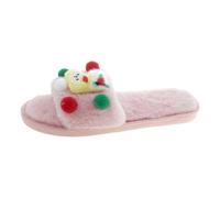 Women's Christmas Santa Slippers Soft Plush Open Toe Cosy House Shoes | Adorable Santa Claus novelty slippers in super soft plush. Cosy fleece lining with cute 3D festive details.