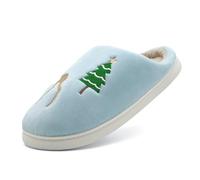 Women's Christmas Slippers - Slippers Women's Plush Unisex House Slippers Christmas Tree Hut Shoes Funny Home Shoes Comfortable Cotton Slippers Couples Slippers Soft Sole Winter Shoes, lightblue, 4 UK