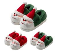 Women's Christmas Slippers Soft Warm Slip-On House Shoes Winter Plush Fuzzy Cute Slippers with Anti-Slip Sole for Holiday Xmas Bedroom Indoor Outdoor Use Green