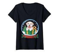 Womens Christmas Snow Globe Great Pyrenees X-Mas Tree V-Neck T-Shirt