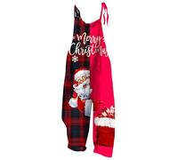 Womens Christmas Snowman Print Adjustable Strap Jumpsuit Wide Leg Loose Fit Meow Romper Holiday Casual Outfit for Women Festive Winter Romper with Pockets (Watermelon Red, S)