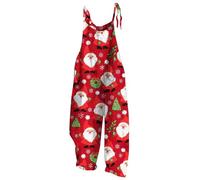 Womens Christmas Snowman Print Adjustable Strap Jumpsuit Wide Leg Loose Fit Meow Romper Holiday Casual Outfit for Women Festive Winter Romper with Pockets (White, S)
