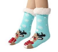 Womens Christmas Socks Slipper Fluffy Slippers Women Winter Ladies Size 6-8 Uk Multipack Presents Secret Santa Gifts Stocking Fillers for Teenage Girls 4-7 Cotton Thermal Light Blue