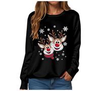 Women's Christmas Sweatshirt Christmas Jumper Holiday Long Sleeve Tops Ladies Merry Tree Printed Top Long Sleeve Shirt Unisex Pullover Oversized Sweatshirt Womens Ugly Sweaters for Women 2025 A-black