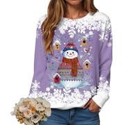 Womens Christmas Sweatshirt for Adults Ladies Novelty Graphic Sweatshirt Causal Crewneck Tops for Women Christmas Jumpers Ladies Jumpers Glitter Xmas Tree Print Long Sleeve Tops Sweater Women