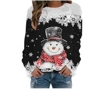Womens Christmas Sweatshirt Print Sweatshirt, Loose Fit Long Sleeve Sweatshirts Uk Oversized Jumper Ugly Drop Shoulder Pullover Novelty Casual Jumpers Weihnachtsshirt Plus Size Oberteil Hoodie
