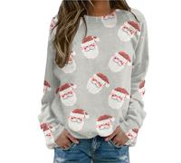Women's Christmas Sweatshirt Santa Print Long Sleeve Round Neck Pullover Large Size Merry Christmas Casual Thermal Fashion Women's Pullover Autumn And Winter Chic And Elegant Top