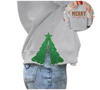 Women'S Christmas Sweatshirt Side Bow Appliqué Oversized Crewneck Long Sleeve Pullover Top Festive Holiday Casual Comfort Womens Sweatshirts For Women Uk (Light Gray-b, XL)