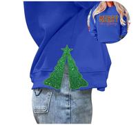 Women'S Christmas Sweatshirt Side Bow Appliqué Oversized Crewneck Long Sleeve Pullover Top Festive Holiday Casual Comfort Womens Sweatshirts For Women Uk (Blue-b, XL)