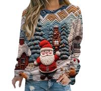 Women's Christmas Sweatshirt with Snowman Print Christmas Jumper without Hood Long Sleeve Round Neck for Women Sweatshirts Large Size Merry Christmas Pullover Funny Ugly Casual Thermal Fashion Top