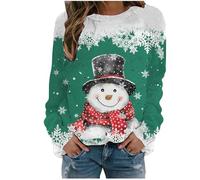 Women's Christmas Sweatshirt with Snowman Print Long Sleeve Hoodie for Women Sweatshirts Merry Christmas Casual Fashion Pullover Large Size Autumn and Winter Thermal Top