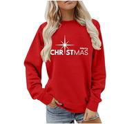 Women's Christmas Sweatshirt Xmas Crew Neck Long Sleeve Pullover Christmas Nativity Jesus Faith Jumper Novelty Christian Religious Sweatshirt Inspirational Religious Shirts