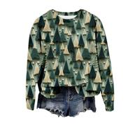 Women's Christmas Sweatshirts Long Sleeve Soft Xmas Crewneck Pullover Sweatshirts for Women Graphic Patterned Loose Fitting Casual Holiday Christmas Costume Preppy Hoodies Ugly Goth Green
