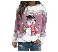 Womens Christmas Sweatshirts Xmas Jumper Tops Cute and Funny Snowman with Hat Print Long Sleeve Pullover Sweatshirt Hooded Ladies Tops Dress Christmas Hoodies for Women