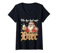 Womens Christmas T-Shirt Ho Ho HOL Mir Mal EIN Bier Funny Fun V-Neck T-Shirt