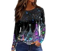 Womens Christmas T Shirts Christmas Jumper Ladies Comfortable for Daily Outings Jumpers Durable Crew Neck Sweatshirt Cozy Long Sleeve Tunic Formal Printed Tops Multicolor L