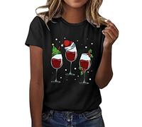 Womens Christmas Tee Shirt Loose Fit Blouse Christmas Graphic T Shirt Womens Funny Cute Cocoa Top Movie Watching Crewneck Short Sleeve Tee Blouse Clothes for Indoor Home Party Xmas (Black, L)