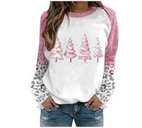 Women's Christmas Top Leopard Christmas Trees Snowflake Long Sleeve Blouse Merry T Shirts for Women Casual Crew Neck Basic Fall Tees Tops for Xmas,Party,Vacation