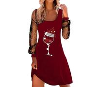 Womens Christmas Top Long Sleeve Sweatshirts Ladies Xmas Tops Sparkly Wine Glass Shirts Casual Merry Christmas Blouse Comfy