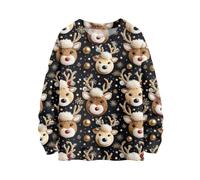 Womens Christmas Tops Womens Christmas Jumper Vintage Classic Clothes Crew Neck Tops at Family Gathering Comfortable Eve Sweater to Gathering Resistant Outfits for Parade Black 3XL