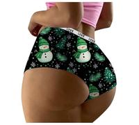 Women's Christmas Underwear Funny Sexy Briefs Novelty Panties Seamless Breathable High Waisted Bikini Boxer Shorts Boyshorts Large Tummy Control Printed Underpants Merry Christmas Knickers