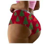 Women's Christmas Underwear Funny Sexy Briefs Novelty Panties Seamless Breathable High Waisted Bikini Boxer Shorts Boyshorts Large Tummy Control Printed Underpants Merry Christmas Knickers