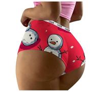 Women's Christmas Underwear Funny Sexy Briefs Novelty Panties Seamless Breathable High Waisted Bikini Boxer Shorts Boyshorts Large Tummy Control Printed Underpants Merry Christmas Knickers